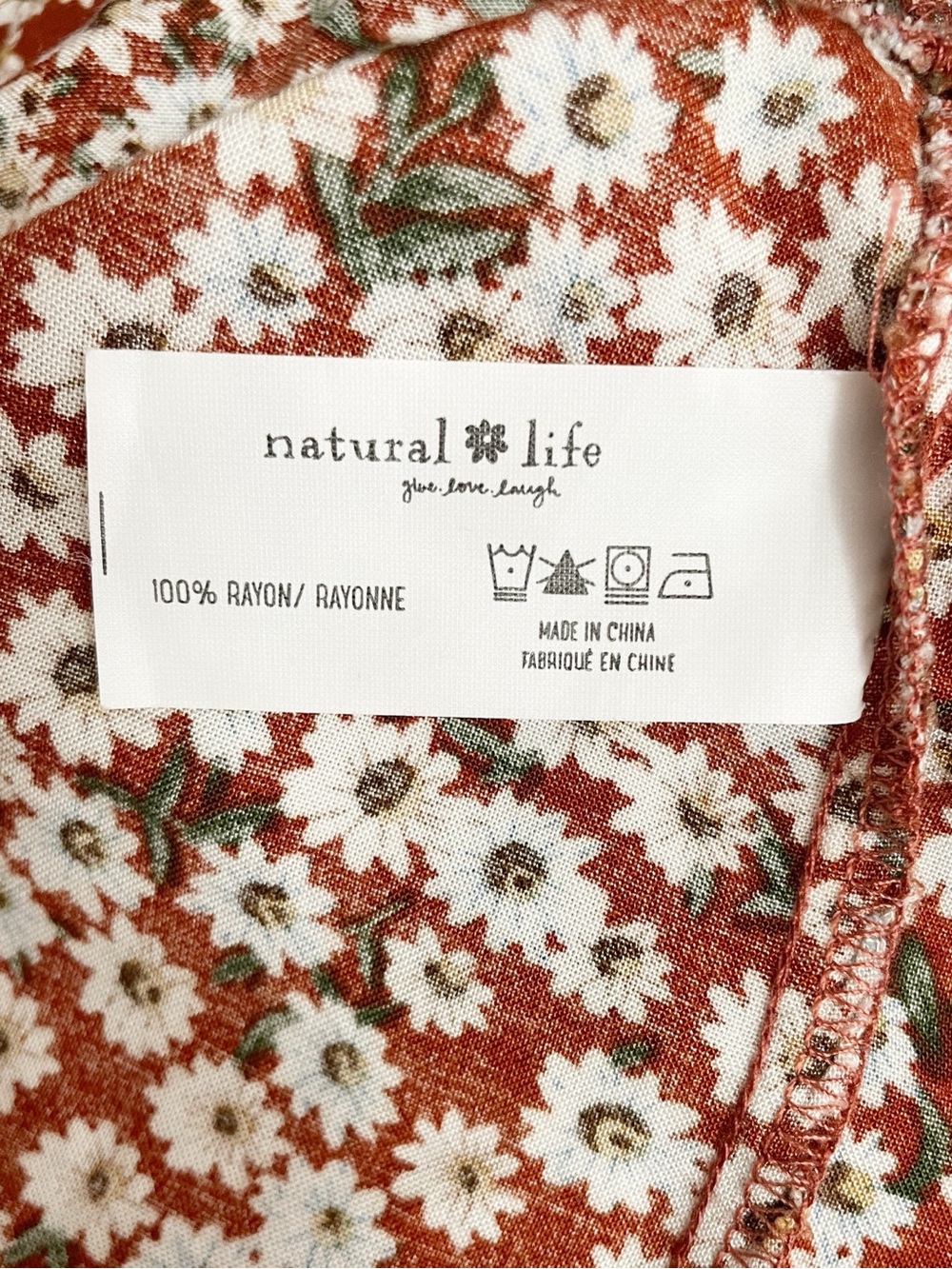 Natural Life Harley Midi Dress Size L/XL Rust Floral Daisy Tiered Boho Pockets - Picture 10 of 11